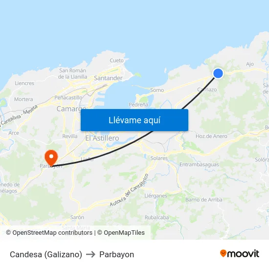 Candesa (Galizano) to Parbayon map
