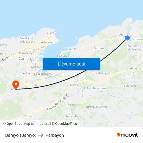 Bareyo (Bareyo) to Parbayon map