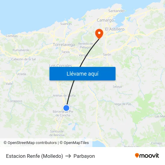 Estacion Renfe (Molledo) to Parbayon map