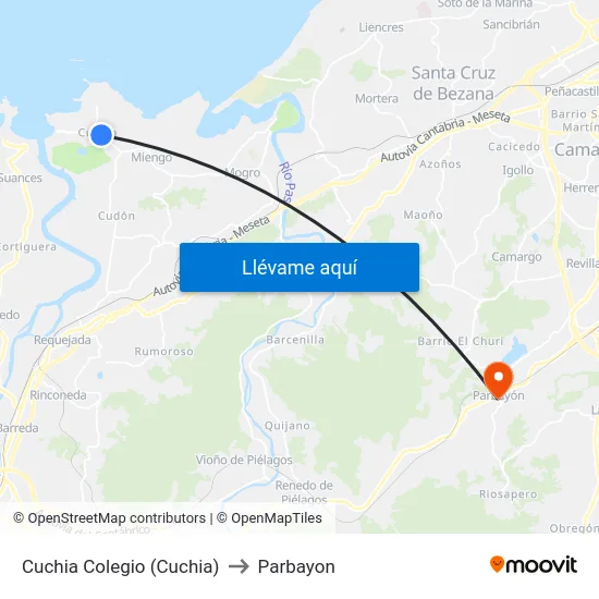 Cuchia Colegio (Cuchia) to Parbayon map