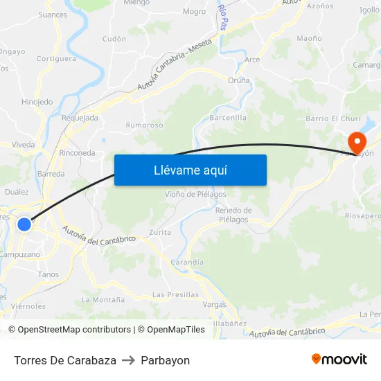 Torres De Carabaza to Parbayon map