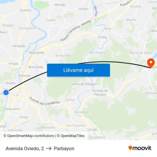 Avenida Oviedo, 2 to Parbayon map