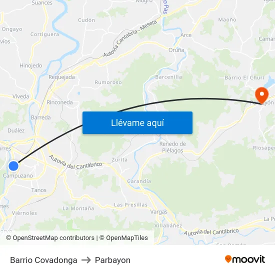 Barrio Covadonga to Parbayon map