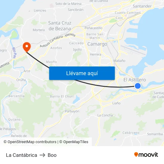 La Cantábrica to Boo map