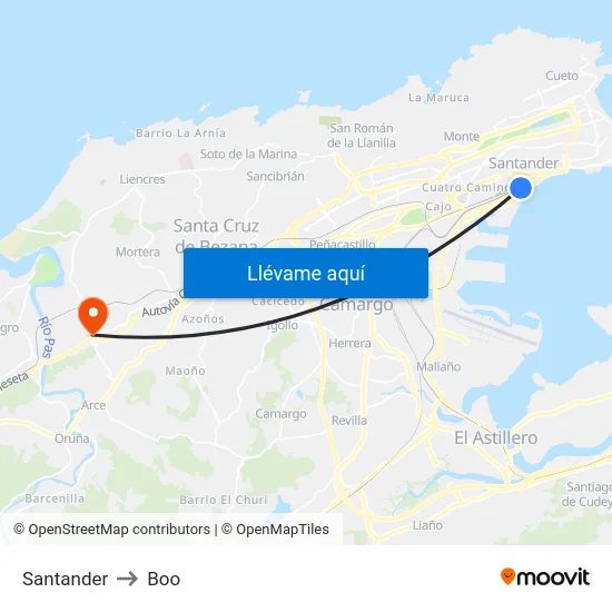 Santander to Boo map