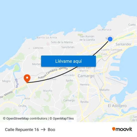 Calle Repuente 16 to Boo map