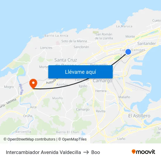 Intercambiador Avenida Valdecilla to Boo map
