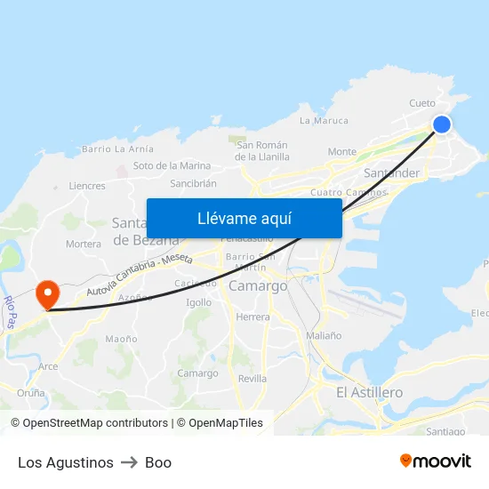 Los Agustinos to Boo map