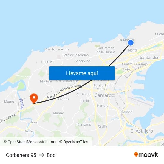 Corbanera 95 to Boo map