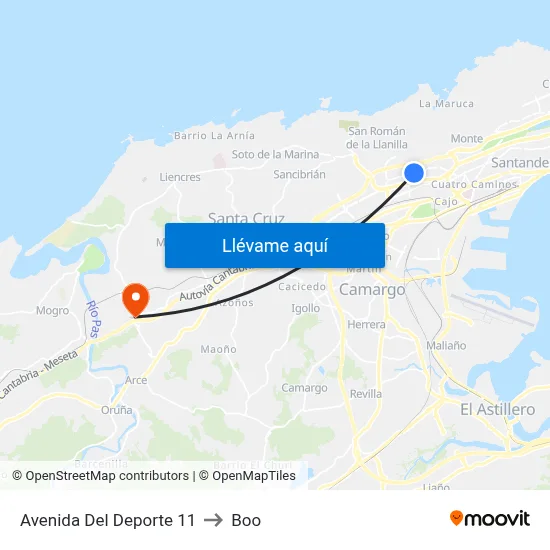 Avenida Del Deporte 11 to Boo map