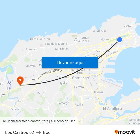Los Castros 62 to Boo map