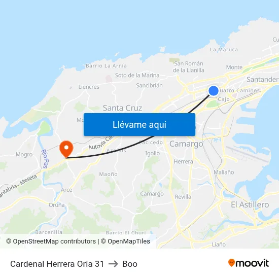 Cardenal Herrera Oria 31 to Boo map