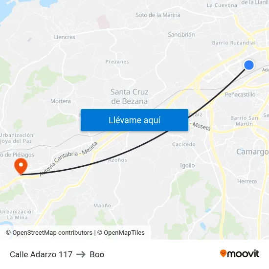 Calle Adarzo 117 to Boo map