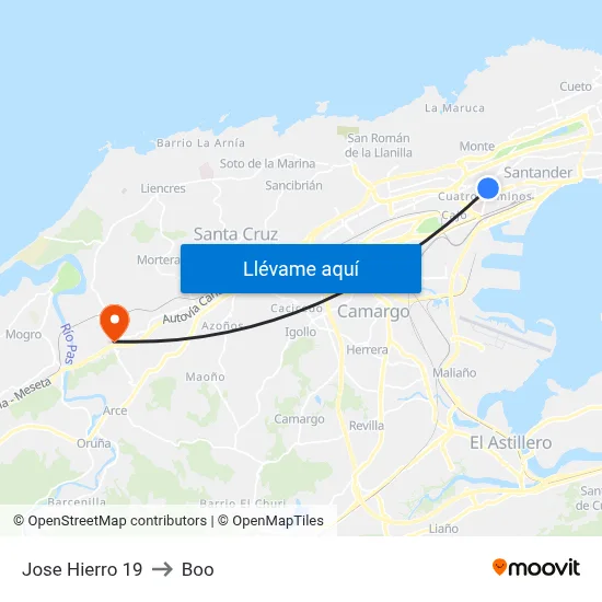 Jose Hierro 19 to Boo map