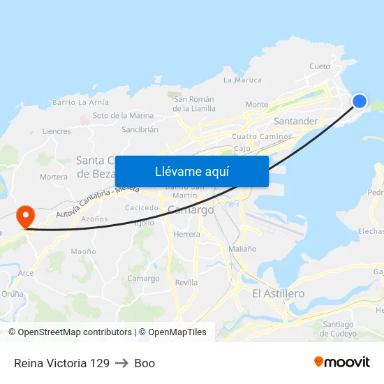 Reina Victoria 129 to Boo map