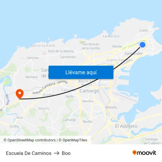 Escuela De Caminos to Boo map