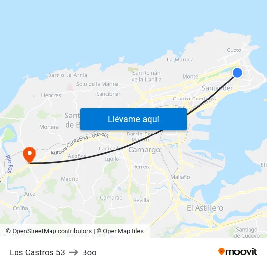 Los Castros 53 to Boo map