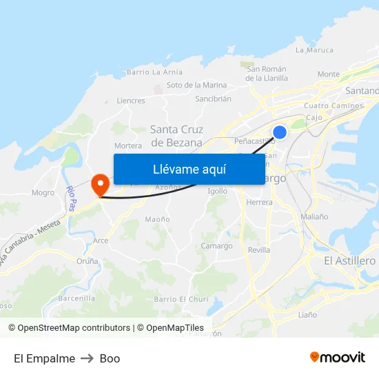 El Empalme to Boo map