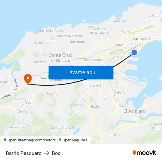 Barrio Pesquero to Boo map