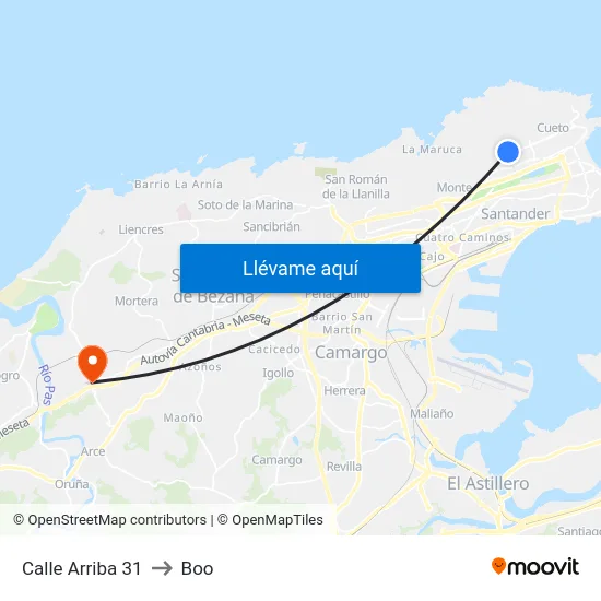Calle Arriba 31 to Boo map