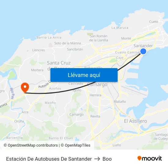 Estación De Autobuses De Santander to Boo map