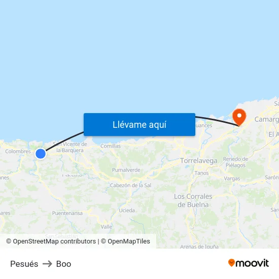 Pesués to Boo map