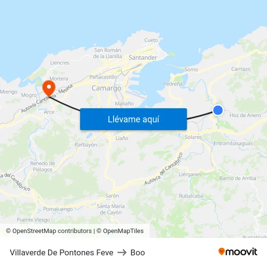 Villaverde De Pontones Feve to Boo map