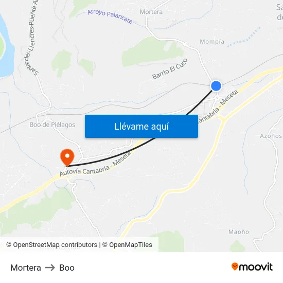 Mortera to Boo map