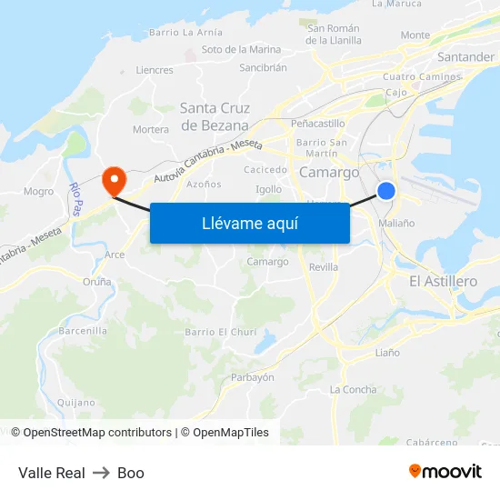 Valle Real to Boo map