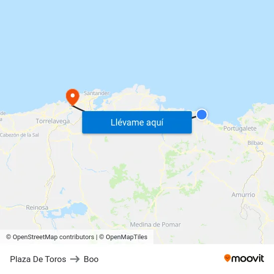 Plaza De Toros to Boo map