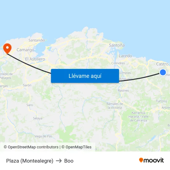 Plaza (Montealegre) to Boo map