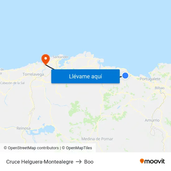 Cruce Helguera-Montealegre to Boo map
