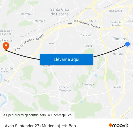 Avda Santander 27 (Muriedas) to Boo map