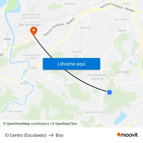 El Centro (Escobedo) to Boo map