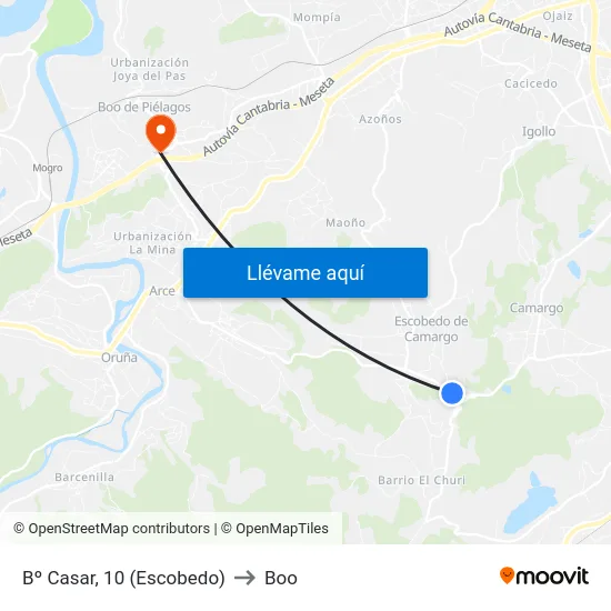 Bº Casar, 10 (Escobedo) to Boo map