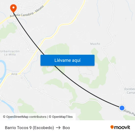 Barrio Tocos 9 (Escobedo) to Boo map