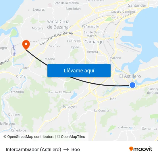 Intercambiador (Astillero) to Boo map