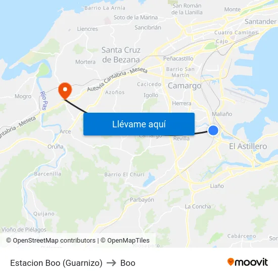 Estacion Boo (Guarnizo) to Boo map