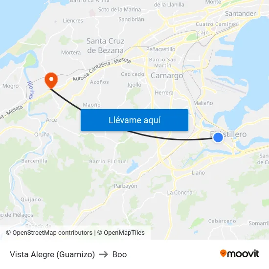 Vista Alegre (Guarnizo) to Boo map