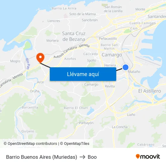 Barrio Buenos Aires (Muriedas) to Boo map