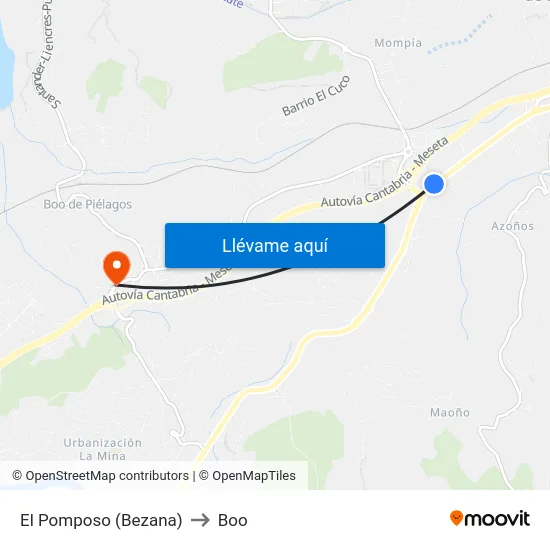 El Pomposo (Bezana) to Boo map