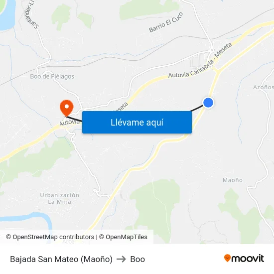 Bajada San Mateo (Maoño) to Boo map