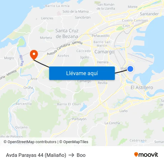 Avda Parayas 44 (Maliaño) to Boo map