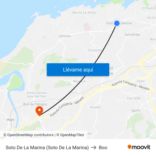 Soto De La Marina (Soto De La Marina) to Boo map