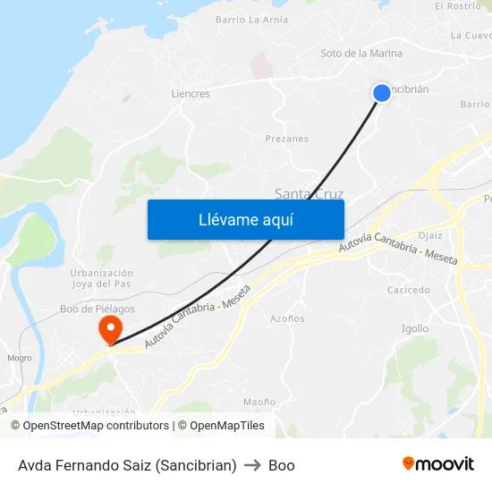 Avda Fernando Saiz (Sancibrian) to Boo map