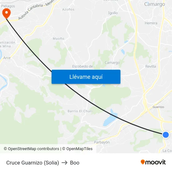 Cruce Guarnizo (Solia) to Boo map