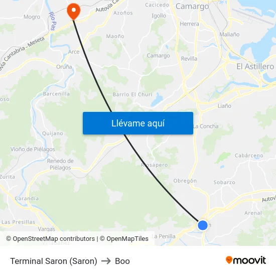 Terminal Saron (Saron) to Boo map