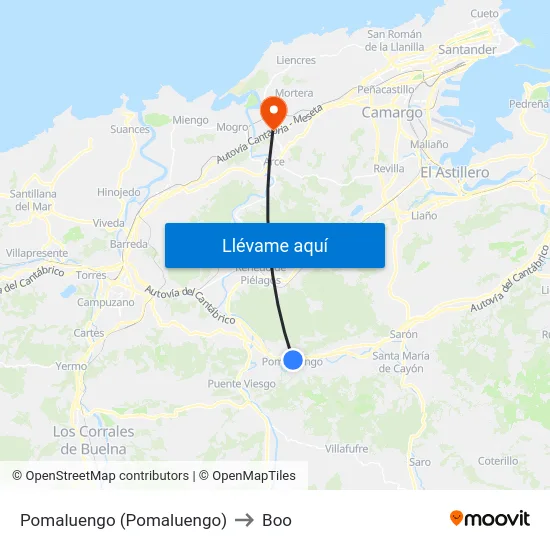Pomaluengo (Pomaluengo) to Boo map