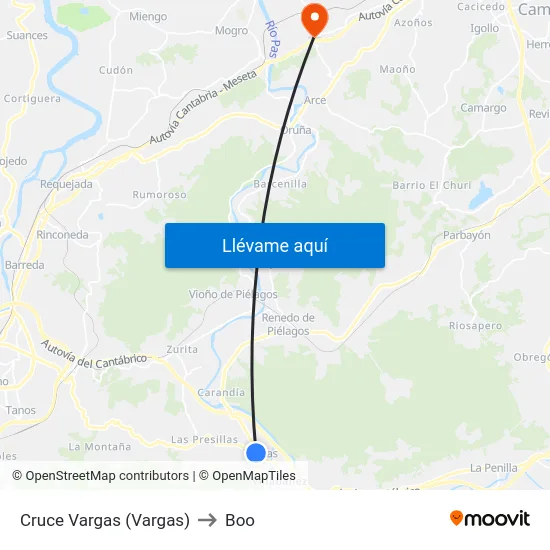 Cruce Vargas (Vargas) to Boo map