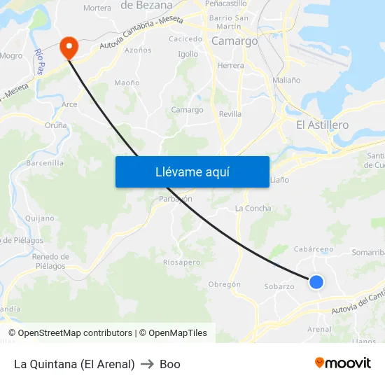 La Quintana (El Arenal) to Boo map